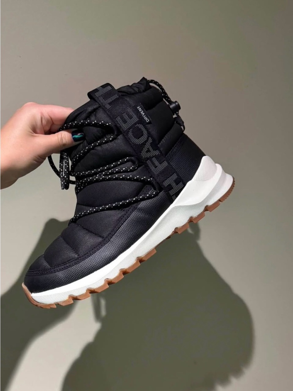 The North Face Black Quilted Winter Boot with White Midsole